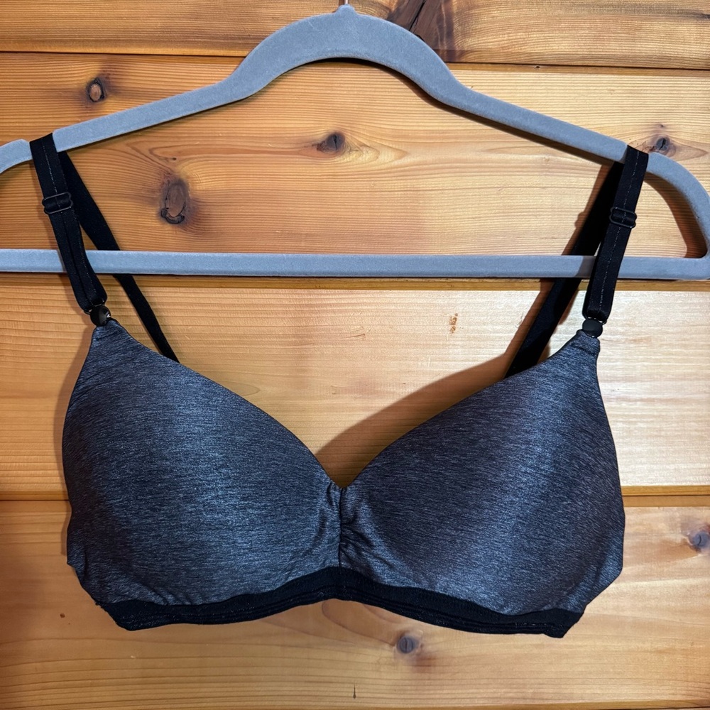 Warner's Charcoal and Black Wireless Bra